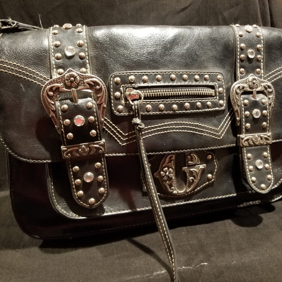 Guess Sgoulder Bag/Leather with Rivets - Picture 1 of 7